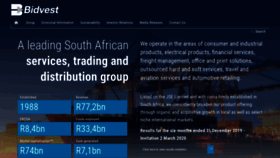What Bidvest.co.za website looked like in 2020 (3 years ago)