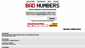 What Badnumbers.com website looked like in 2020 (3 years ago)