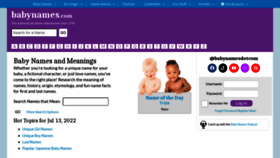 What Babynames.com website looked like in 2022 (1 year ago)