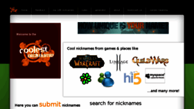 What Coolestnickname.com website looked like in 2015 (9 years ago)