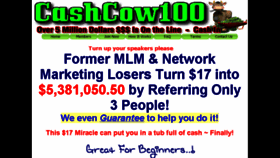 What Cashcow100.com website looked like in 2016 (8 years ago)