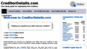 What Creditordetails.com website looked like in 2018 (6 years ago)