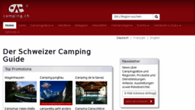 What Camping.ch website looked like in 2018 (6 years ago)