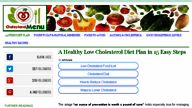What Cholesterolmenu.com website looked like in 2018 (5 years ago)