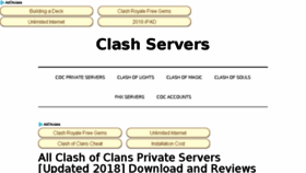 What Clashservers.net website looked like in 2018 (5 years ago)