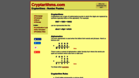 What Cryptarithms.com website looked like in 2018 (5 years ago)
