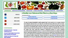 What Cholesterolmenu.com website looked like in 2019 (5 years ago)