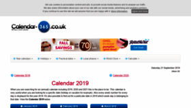 What Calendar-365.co.uk website looked like in 2019 (4 years ago)