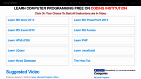 What Codinginstitution.com website looked like in 2019 (4 years ago)