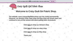 What Crazyquiltgirlfabricshop.com website looked like in 2019 (4 years ago)