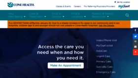 What Conehealth.com website looked like in 2020 (4 years ago)
