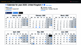 What Calendar.center website looked like in 2020 (5 years ago)
