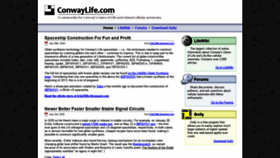 What Conwaylife.com website looked like in 2020 (3 years ago)
