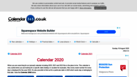 What Calendar-365.co.uk website looked like in 2020 (3 years ago)