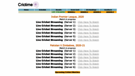 What Crictime.is website looked like in 2020 (3 years ago)