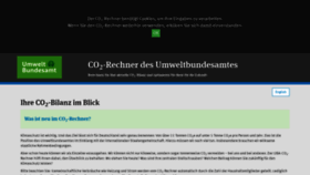 What Co2-rechner.de website looked like in 2020 (3 years ago)