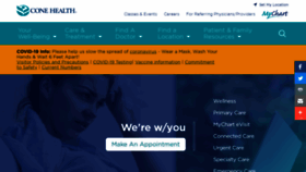 What Conehealth.com website looked like in 2021 (3 years ago)