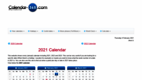 What Calendar-365.com website looked like in 2021 (3 years ago)