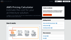 What Calculator.aws website looked like in 2021 (4 years ago)