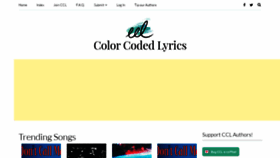 What Colorcodedlyrics.com website looked like in 2021 (3 years ago)