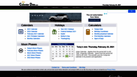 What Calendardate.com website looked like in 2021 (3 years ago)
