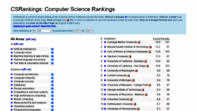 What Csrankings.org website looked like in 2021 (3 years ago)
