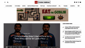 What Cricketaddictor.com website looked like in 2021 (2 years ago)