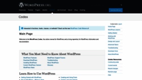 What Codex.wordpress.org website looked like in 2021 (2 years ago)