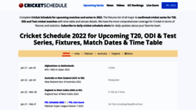 What Cricketschedule.com website looked like in 2022 (2 years ago)