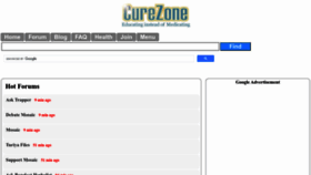 What Curezone.com website looked like in 2022 (1 year ago)