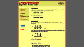 What Cryptarithms.com website looked like in 2022 (1 year ago)