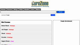 What Curezone.com website looked like in 2023 (1 year ago)