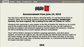 What Dabbledb.com website looked like in 2011 (13 years ago)