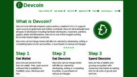 What Devcoin.org website looked like in 2016 (7 years ago)