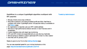 What Dashminer.com website looked like in 2017 (7 years ago)