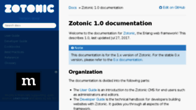 What Docs.zotonic.com website looked like in 2017 (6 years ago)