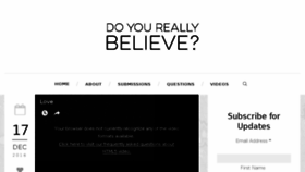 What Doyoureallybelieve.com website looked like in 2017 (6 years ago)