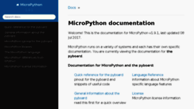 What Docs.micropython.org website looked like in 2018 (6 years ago)