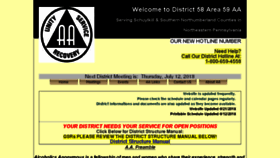 What District58area59aa.org website looked like in 2018 (5 years ago)