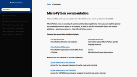 What Docs.micropython.org website looked like in 2019 (5 years ago)