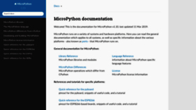 What Docs.micropython.org website looked like in 2020 (4 years ago)