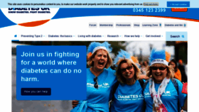 What Diabetes.org.uk website looked like in 2020 (4 years ago)