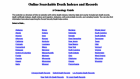 What Deathindexes.com website looked like in 2020 (3 years ago)