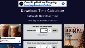What Downloadtimecalculator.com website looked like in 2021 (2 years ago)