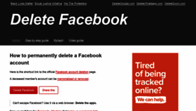 What Deletefacebook.com website looked like in 2022 (1 year ago)