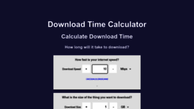 What Downloadtimecalculator.com website looked like in 2022 (1 year ago)