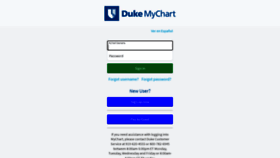 What Dukemychart.org website looked like in 2022 (1 year ago)