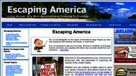 What Escapingamerica.org website looked like in 2016 (8 years ago)