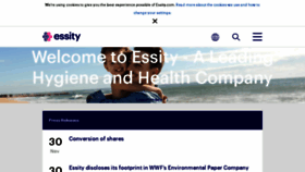 What Essity.com website looked like in 2018 (6 years ago)
