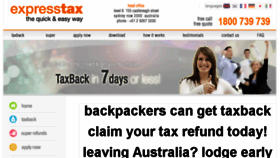 What Expresstaxback.com.au website looked like in 2018 (5 years ago)